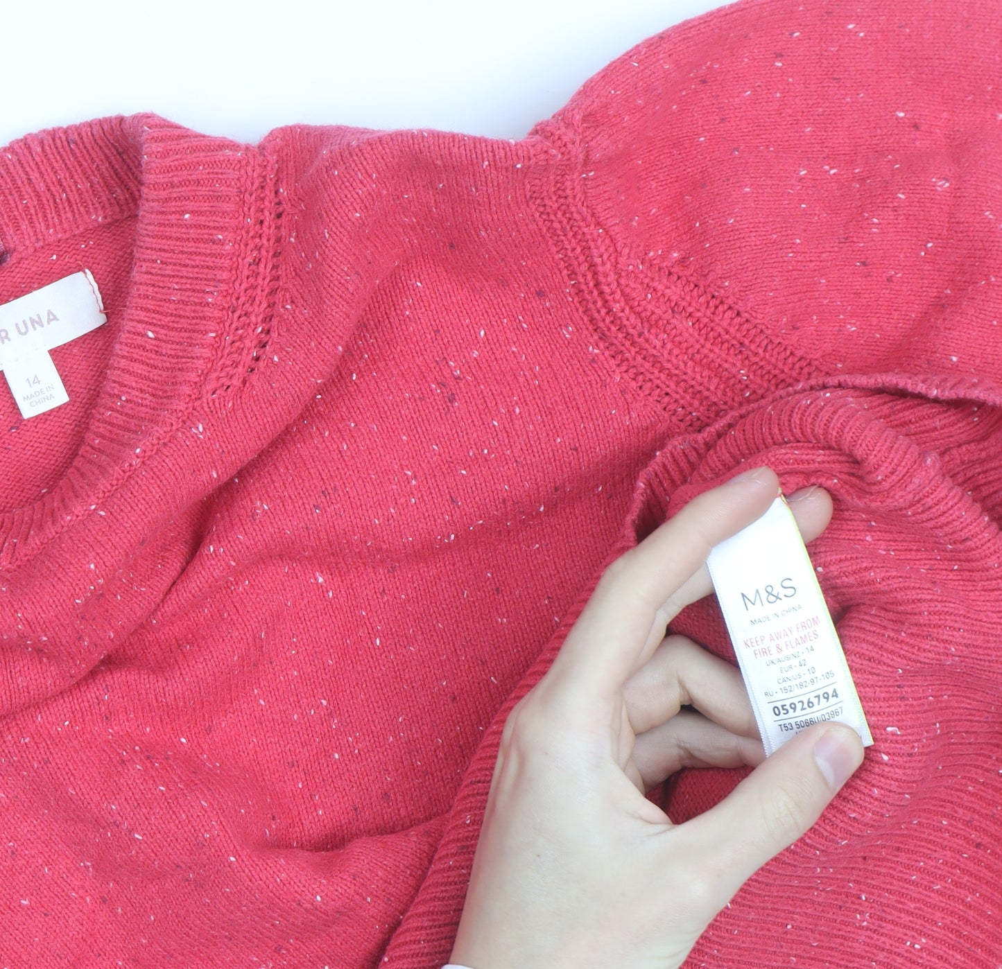 Marks and Spencer Women Pink High Neck Button Sleeve Knit Jumper Size 14