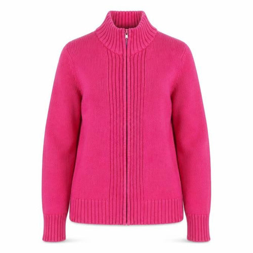 WM Women's Pink Cotton Full Zip High Neck Jumper Size S 10-12