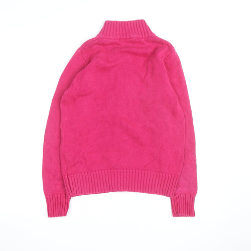 WM Women's Pink Cotton Full Zip High Neck Jumper Size S 10-12