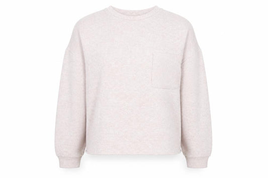 Front view of Dunelm Women’s Pink Crew Neck Long Sleeve Relaxed Fit Jumper, size UK 12