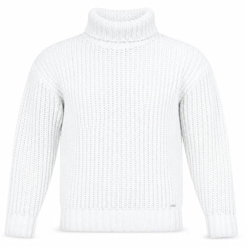 Hollister Men’s White Chunky Roll Neck Cotton Jumper XS