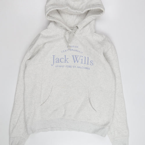 Jack Wills Women's Grey Pullover Hoodie Size 12 Cotton Blend Casual
