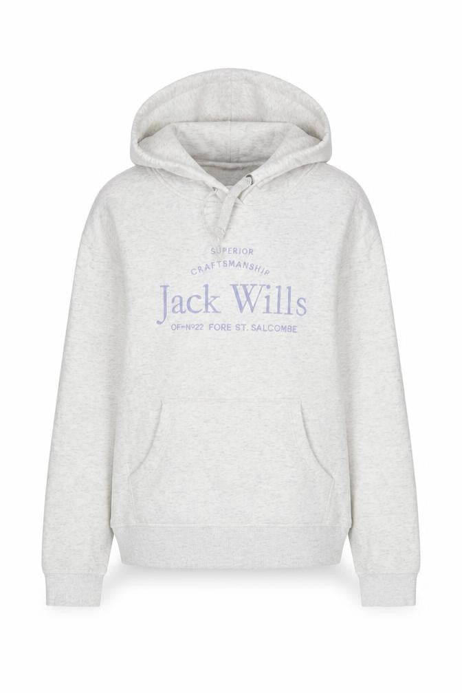 Jack Wills Women's Grey Pullover Hoodie Size 12 Cotton Blend Casual