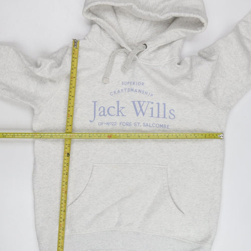 Jack Wills Women's Grey Pullover Hoodie Size 12 Cotton Blend Casual