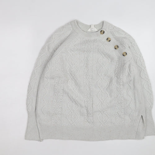 Marks and Spencer Womens Ivory Cable-Knit Button Jumper Size 12