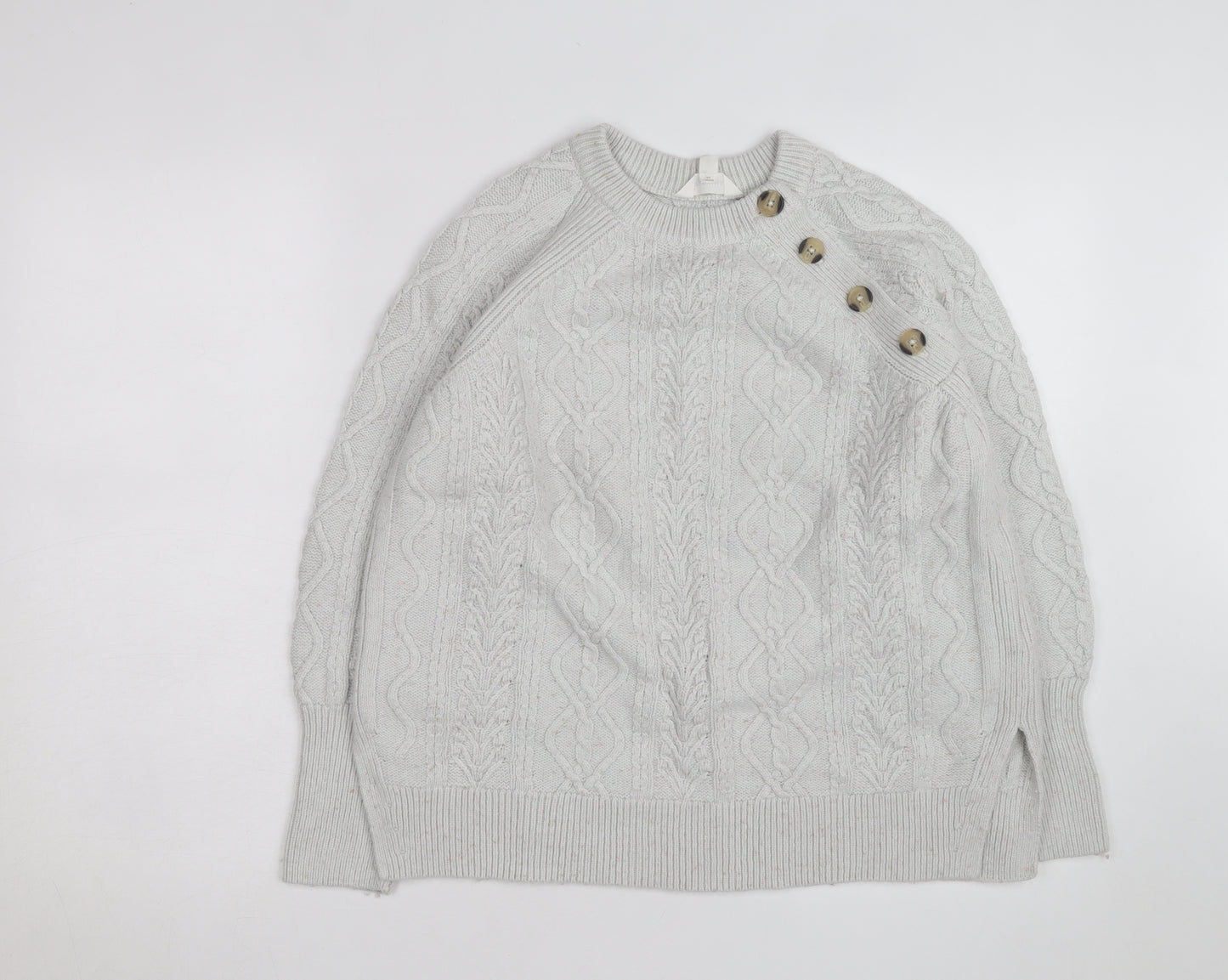 Marks and Spencer Womens Ivory Cable-Knit Button Jumper Size 12
