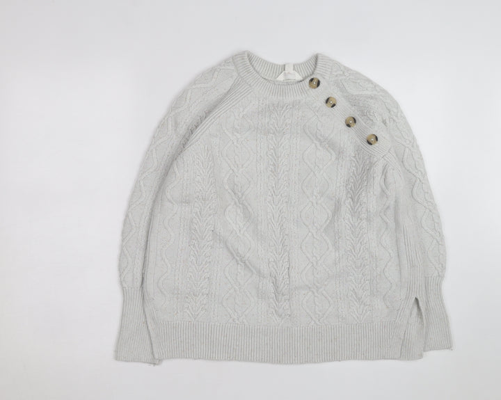 Marks and Spencer Womens Ivory Cable-Knit Button Jumper Size 12