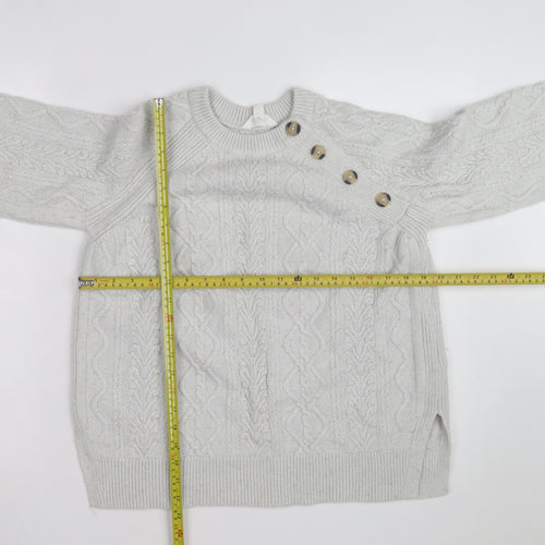 Marks and Spencer Womens Ivory Cable-Knit Button Jumper Size 12