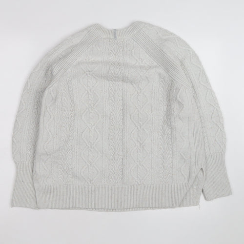 Marks and Spencer Womens Ivory Cable-Knit Button Jumper Size 12