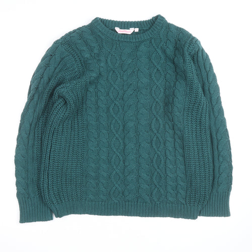 Bench Angels Womens Green Cable Knit Pullover Jumper Size 14