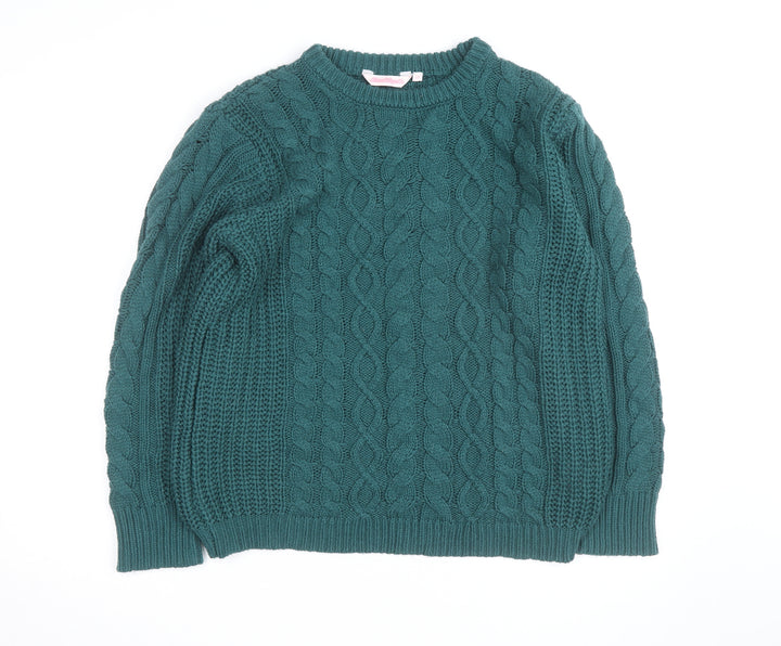 Bench Angels Womens Green Cable Knit Pullover Jumper Size 14