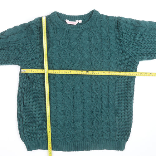 Bench Angels Womens Green Cable Knit Pullover Jumper Size 14