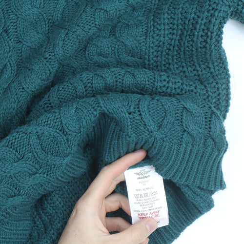 Bench Angels Womens Green Cable Knit Pullover Jumper Size 14