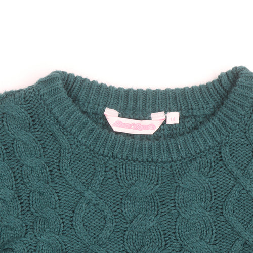 Bench Angels Womens Green Cable Knit Pullover Jumper Size 14