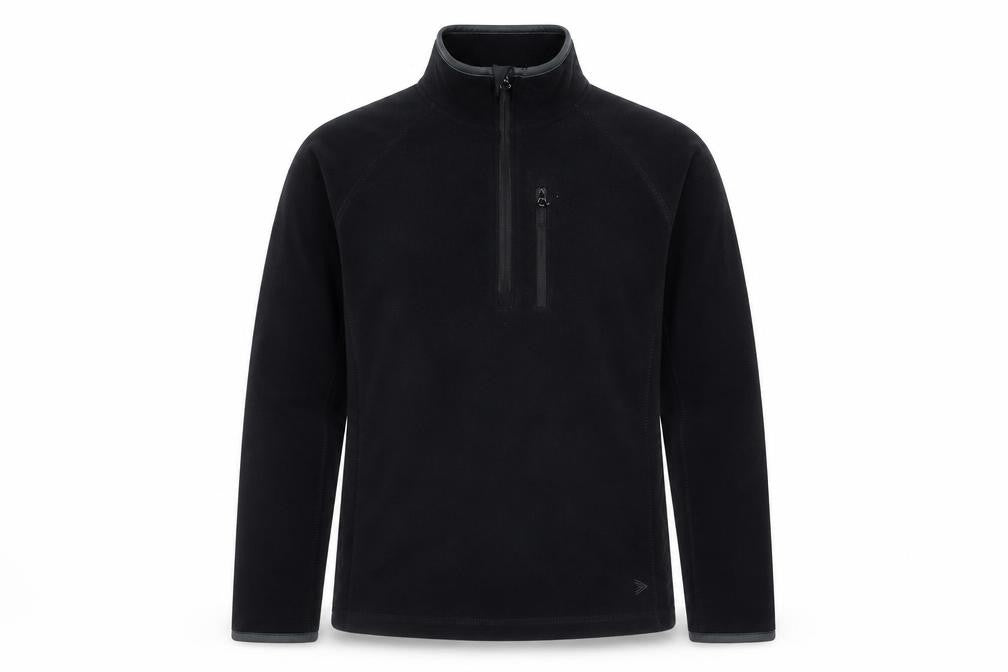 Front view of Marks & Spencer men’s black fleece 1/4 zip sweatshirt, size S