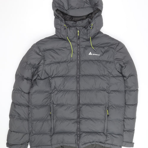 Technicals Mens Grey L Hooded Puffer Jacket Outdoor Insulated Coat