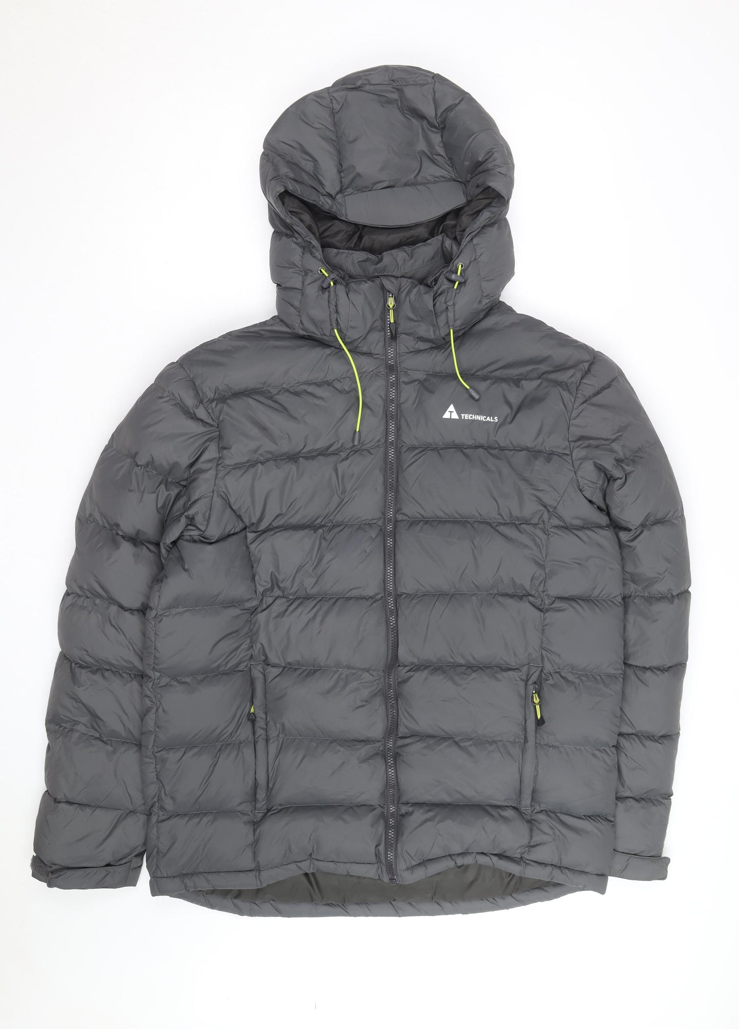 Technicals Mens Grey L Hooded Puffer Jacket Outdoor Insulated Coat