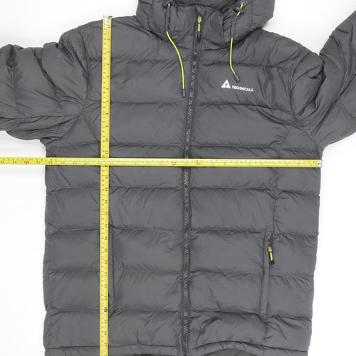 Technicals Mens Grey L Hooded Puffer Jacket Outdoor Insulated Coat