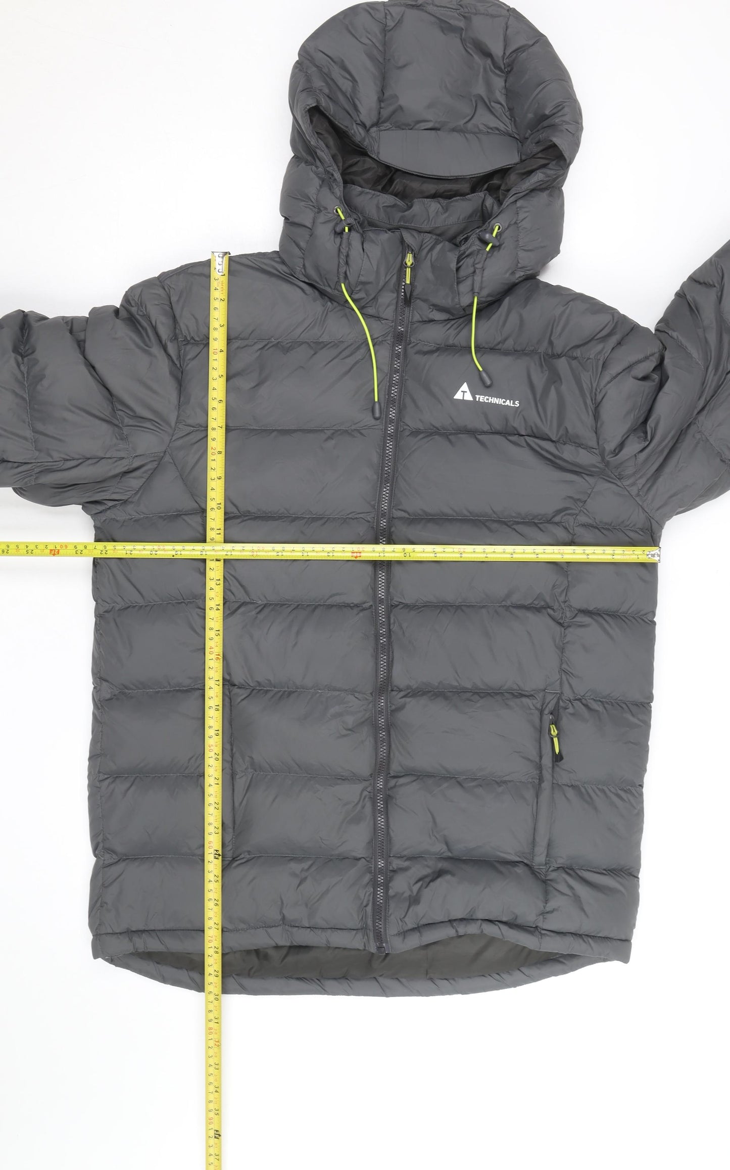 Technicals Mens Grey L Hooded Puffer Jacket Outdoor Insulated Coat