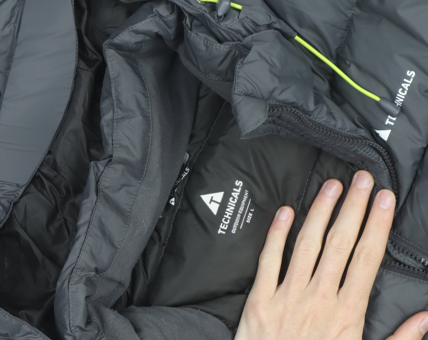 Technicals Mens Grey L Hooded Puffer Jacket Outdoor Insulated Coat