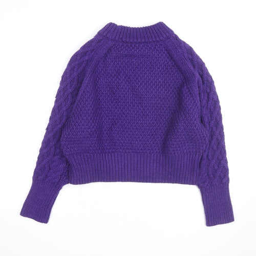 H&M Women Purple Cable-Knit Jumper L Chunky Knit Wool Blend