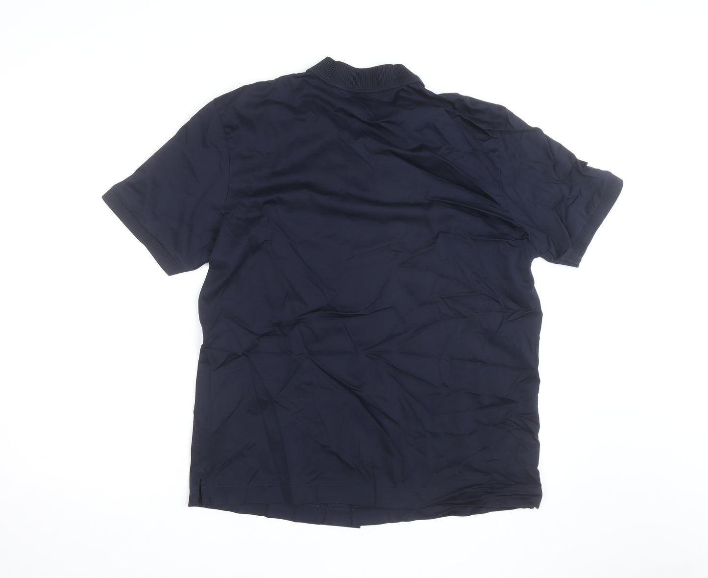 Marks and Spencer Autograph Men's Blue Supima Cotton Short Sleeve Button-Up Shirt M