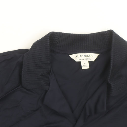 Marks and Spencer Autograph Men's Blue Supima Cotton Short Sleeve Button-Up Shirt M