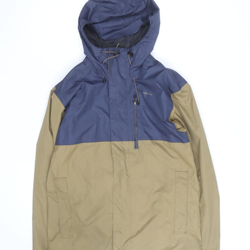 Quechua Men's Blue Brown Waterproof Hooded Hiking Jacket Size L