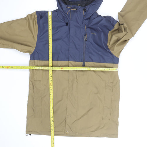 Quechua Men's Blue Brown Waterproof Hooded Hiking Jacket Size L