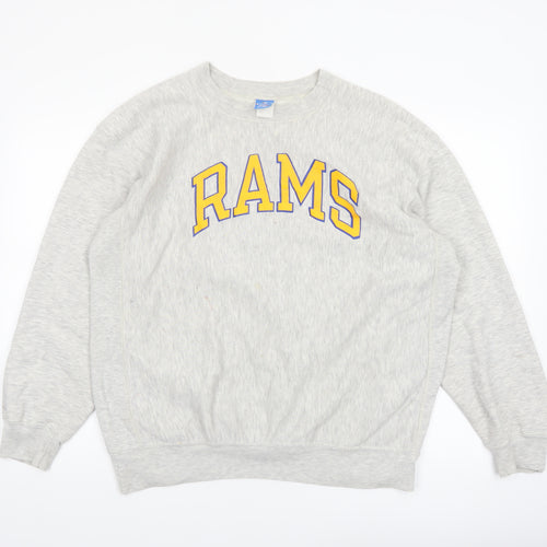 Champion Mens Grey XL Pullover Sweatshirt RAMS Logo Vintage