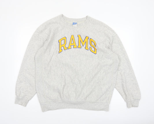 Champion Mens Grey XL Pullover Sweatshirt RAMS Logo Vintage