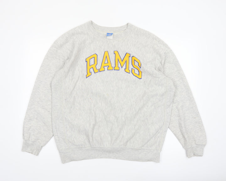 Champion Mens Grey XL Pullover Sweatshirt RAMS Logo Vintage