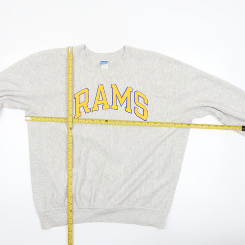 Champion Mens Grey XL Pullover Sweatshirt RAMS Logo Vintage