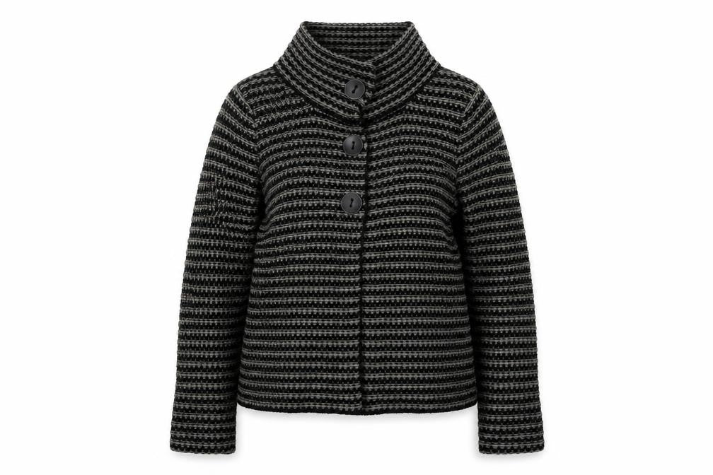 KappAhl Women's Grey Striped Chunky Knit Cardigan Size 14