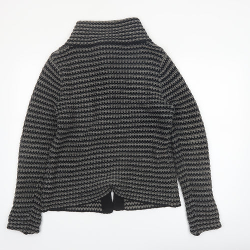 KappAhl Women's Grey Striped Chunky Knit Cardigan Size 14