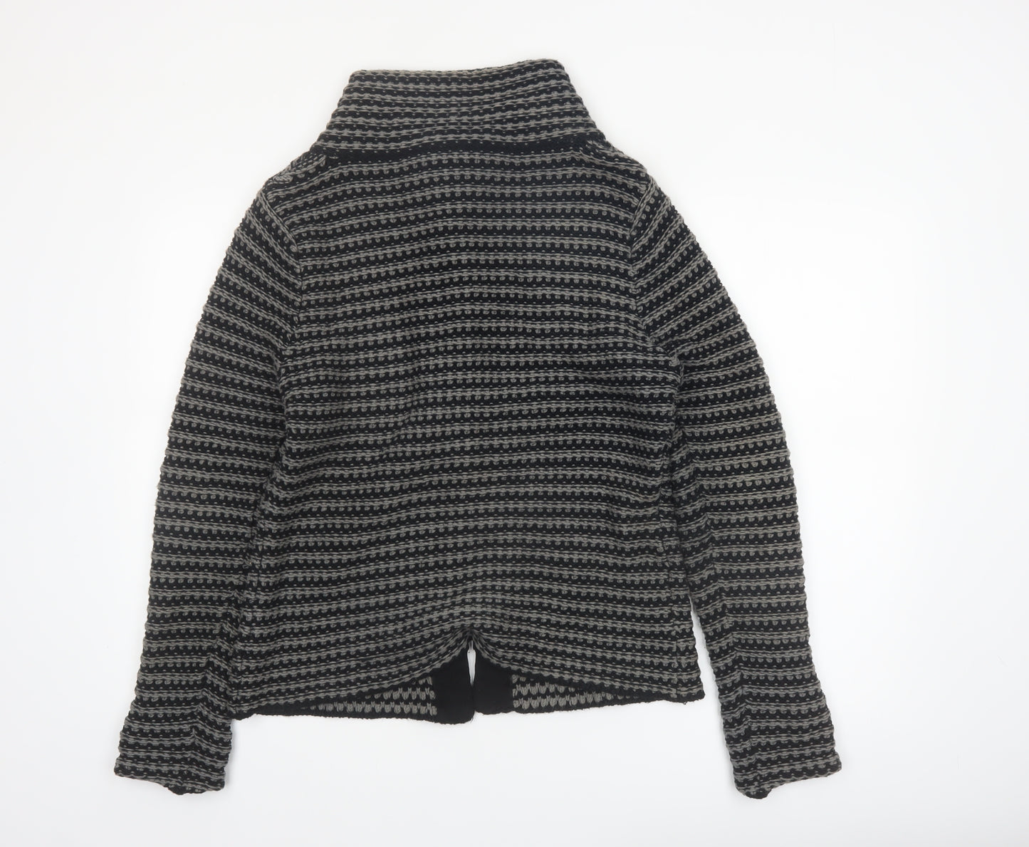 KappAhl Women's Grey Striped Chunky Knit Cardigan Size 14