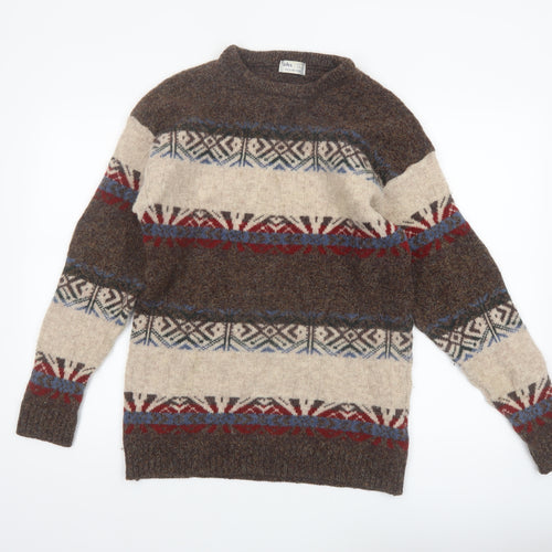 BHS Women’s Brown Fair Isle Shetland Wool Jumper L