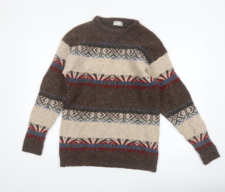BHS Women’s Brown Fair Isle Shetland Wool Jumper L