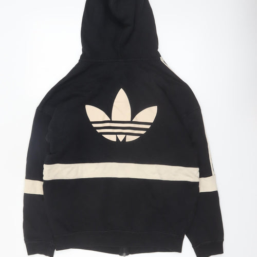 Adidas Womens Black Beige Full Zip Hoodie UK 12 Hooded Sweatshirt