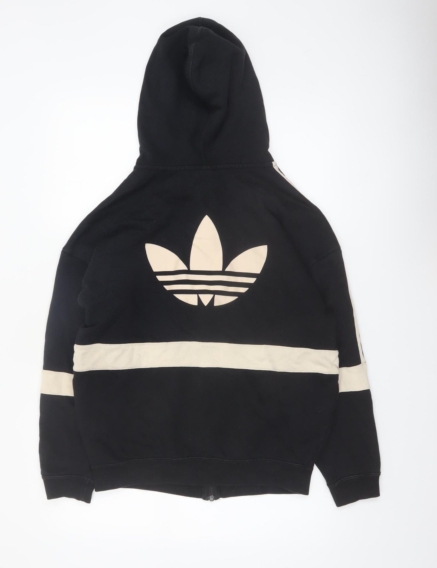 Adidas Womens Black Beige Full Zip Hoodie UK 12 Hooded Sweatshirt