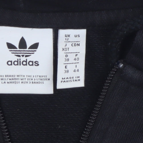 Adidas Womens Black Beige Full Zip Hoodie UK 12 Hooded Sweatshirt