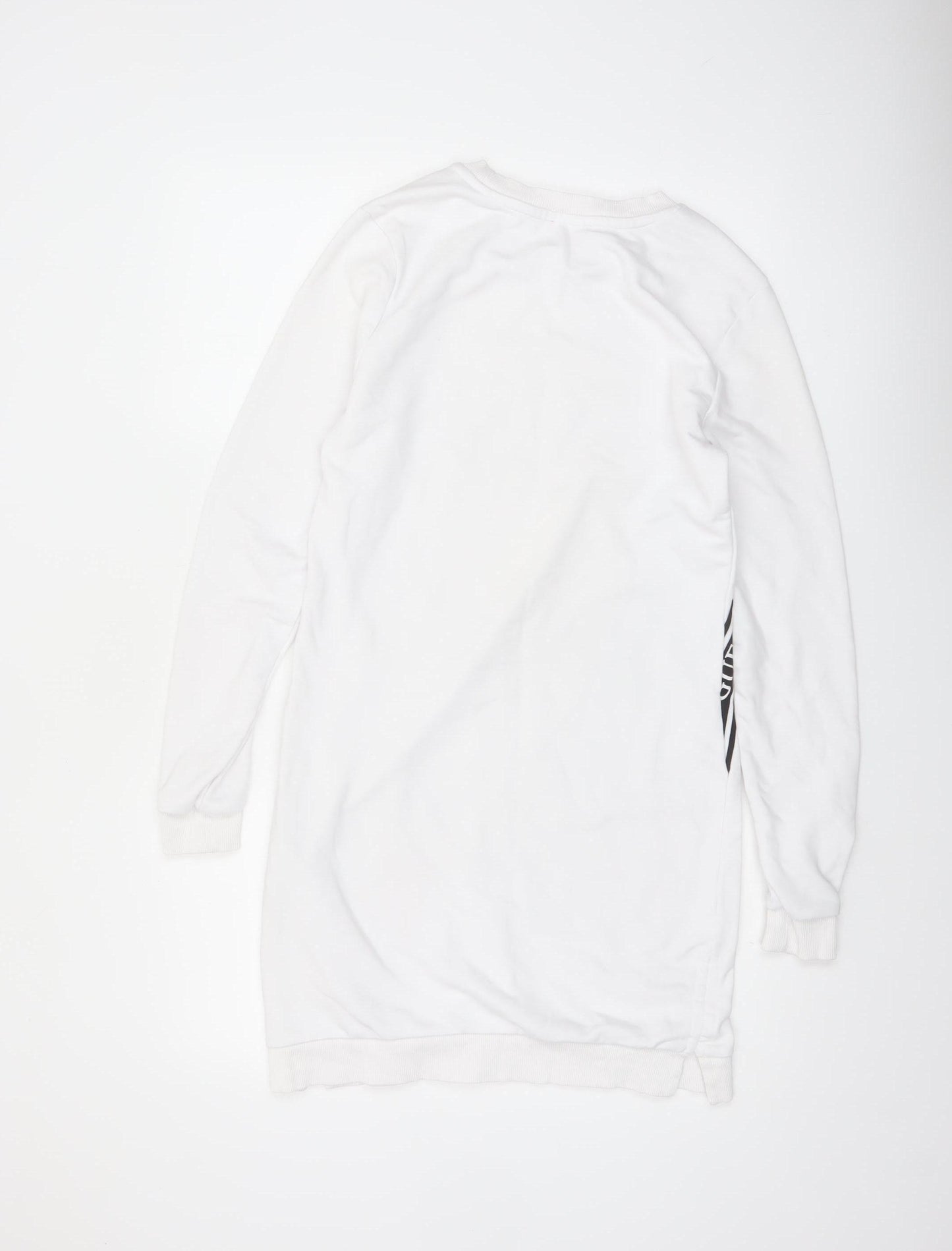 Guess Womens White Logo T-Shirt Dress Size S Casual Long Sleeve