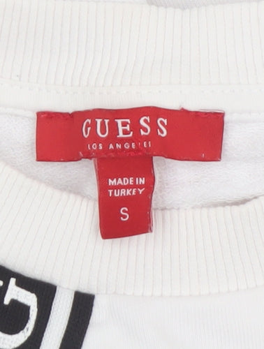 Guess Womens White Logo T-Shirt Dress Size S Casual Long Sleeve