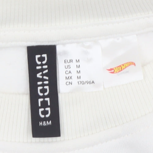 H&M Divided Women White Hot Wheels Racing Graphic Pullover Sweatshirt Size 12