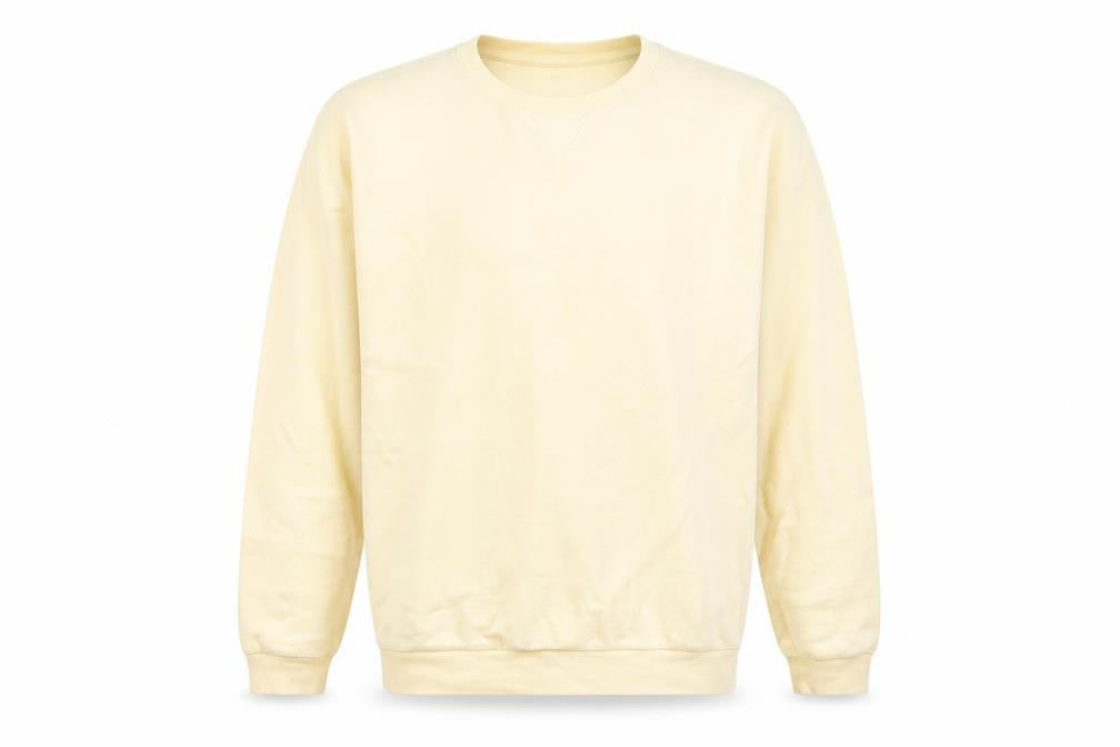 Front view of Lands' End Men's Beige Cotton V-Neck Sweatshirt L Tall
