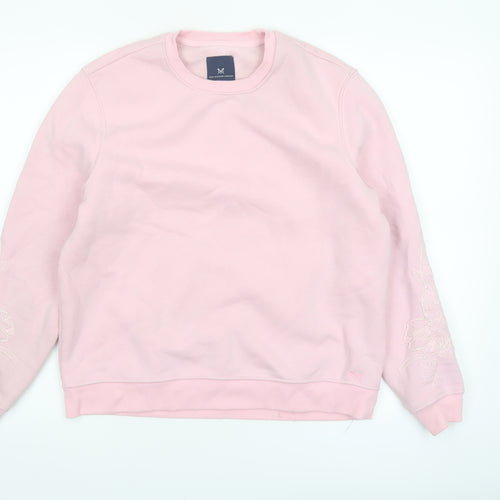 Crew Clothing Women Pink Embroidered Sweatshirt Size 8 Cotton Blend