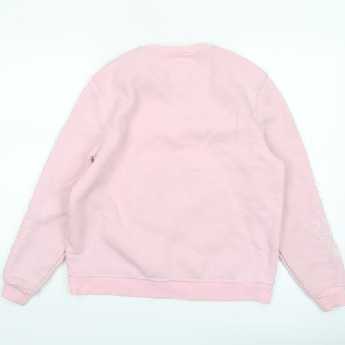 Crew Clothing Women Pink Embroidered Sweatshirt Size 8 Cotton Blend