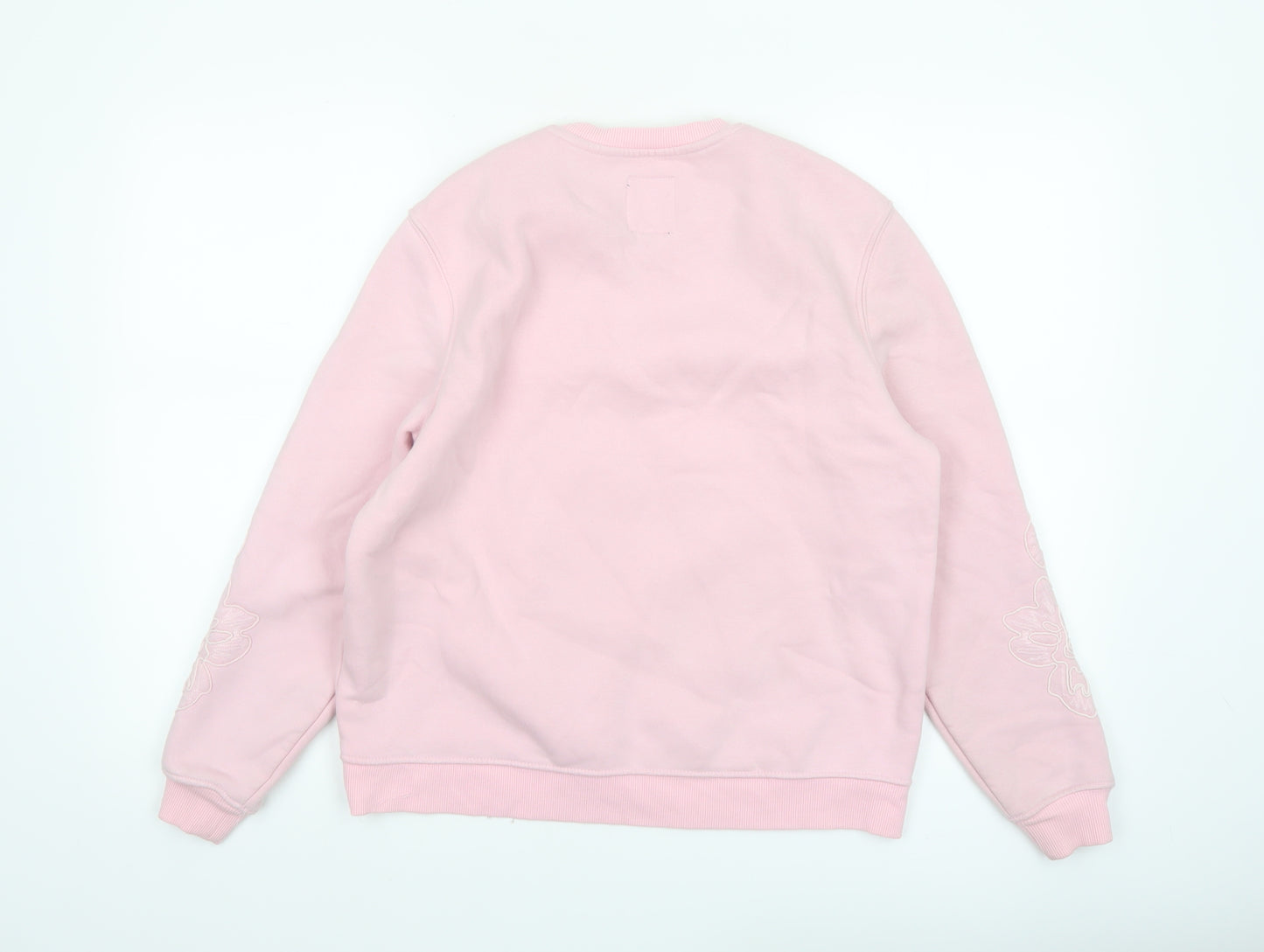 Crew Clothing Women Pink Embroidered Sweatshirt Size 8 Cotton Blend