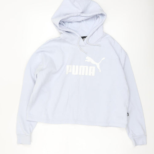 Puma Women's Light Blue Pullover Hoodie Medium Cotton Blend