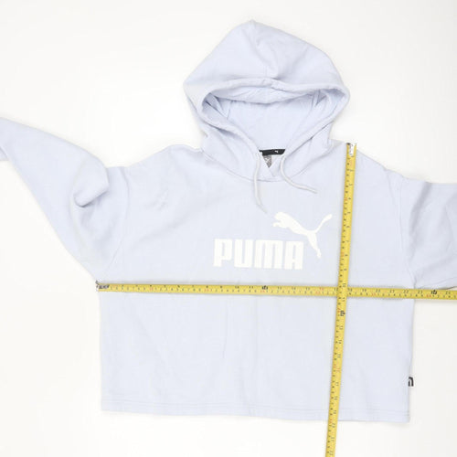 Puma Women's Light Blue Pullover Hoodie Medium Cotton Blend